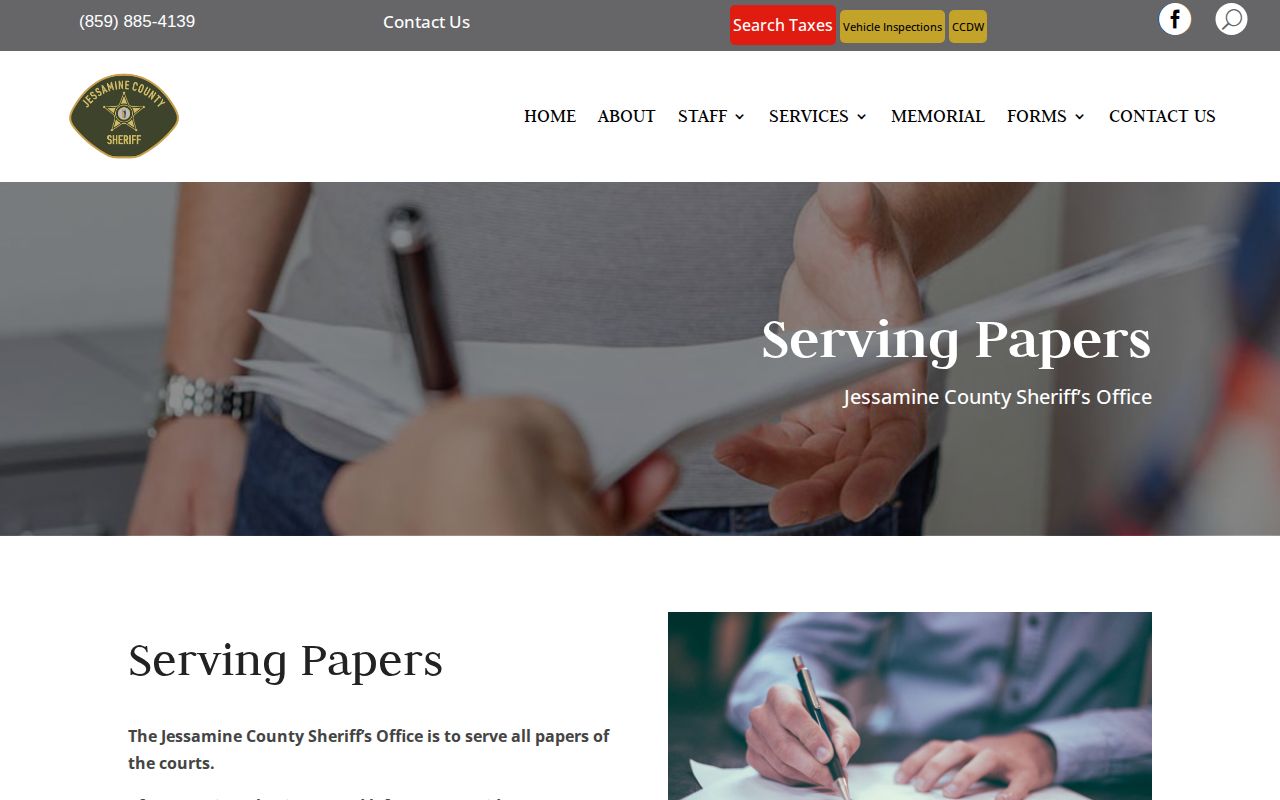 Jessamine County Sheriff page describing service of arrest warrants
